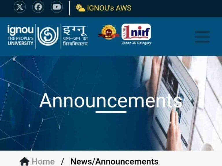 IGNOU exam announcement