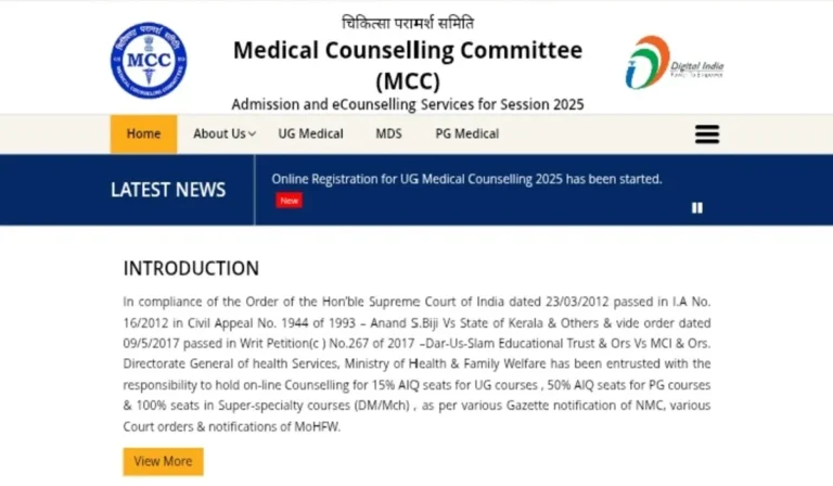 NEET UG Counselling 2025 Stray Vacancy Choice Filling Open at mcc.nic.in